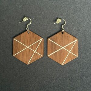 Artisan Walnut and Silver Geometric Earrings